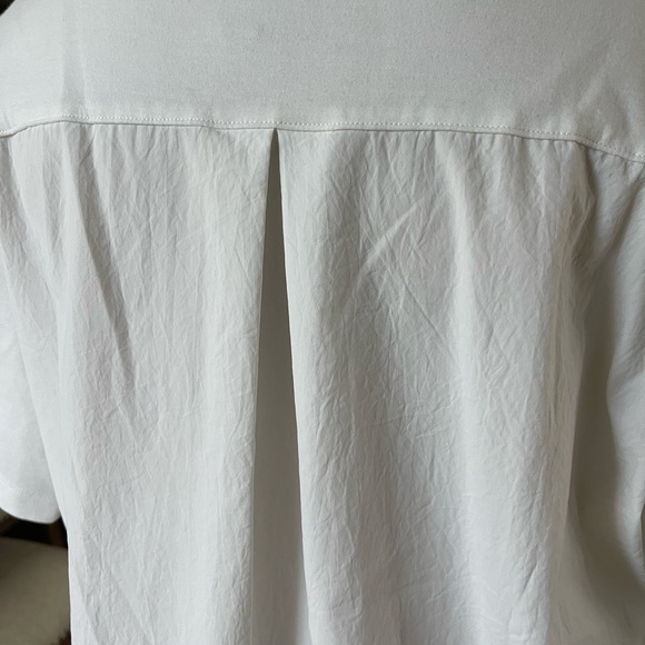 ATHLETA White Pocket Short Sleeve Oversized Shirt Pleat Athleisure Size LARGE T - Picture 4 of 10
